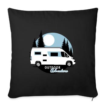 Wohnmobil Kastenwagen Camper Van Outdoor Adventure - Coussin et housse de 45 x 45 cm - noir - Devant
