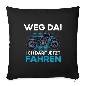 Motorradfahr Biker Motorrad Führerschein Bestanden - Sofakissen mit Füllung 45 x 45 cm - Schwarz - Vorne