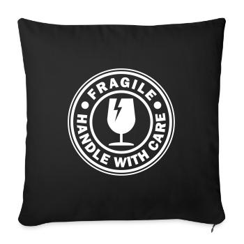 Fragile round circle stamp handle with care - Sofa pillow with filling 45cm x 45cm - black - Front
