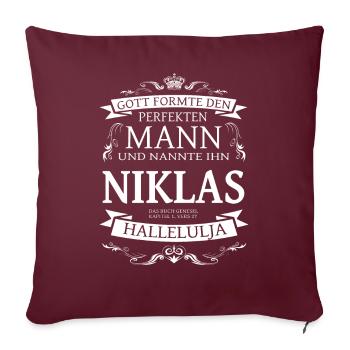 Niklas der perfekte Mann von Gott geformt Design - Sofakissen mit Füllung 45 x 45 cm - Burgunderrot - Vorne