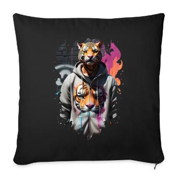 tiger street 1 - Coussin et housse de 45 x 45 cm - noir - Devant