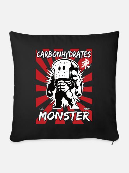 Kohlenhydrat Monster - Lustiges Kohlenhydrate - Sofakissen mit Füllung 45 x 45 cm - Schwarz