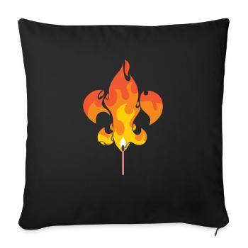 Cadeau de feu de camp Boy Scout Lily Fleur De Lis - Coussin et housse de 45 x 45 cm - noir - Devant