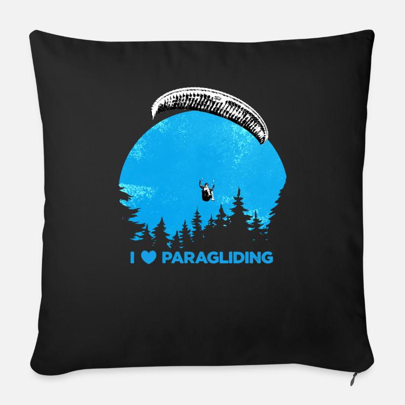 I ♥️ Paragliding blau - Sofakissen mit Füllung 45 x 45 cm - Schwarz