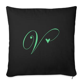 Monogram V Heart Vine - Sofa pillow with filling 45cm x 45cm - black - Front