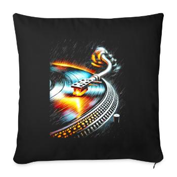 Retro Vinyl DJ Plattenspieler der Groove Club Vibes - Sofakissen mit Füllung 45 x 45 cm - Schwarz - Vorne