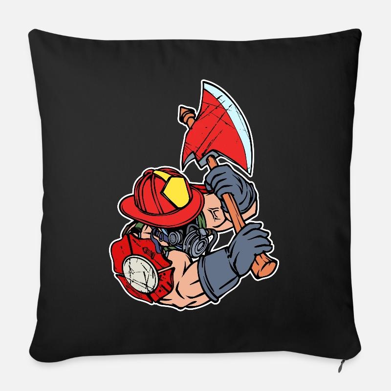 Feuerwehr Brandschutz Lebensretter Feuerwehrmann - Sofakissen mit Füllung 45 x 45 cm - Schwarz