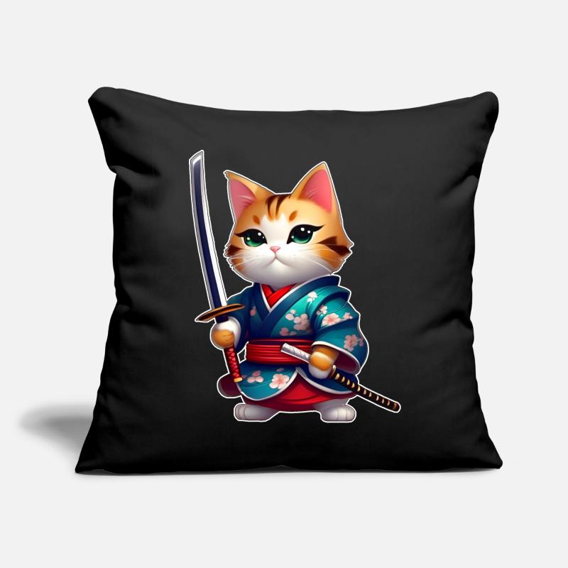 Cute samurai cat Sofa pillow with filling 45cm x 45cm