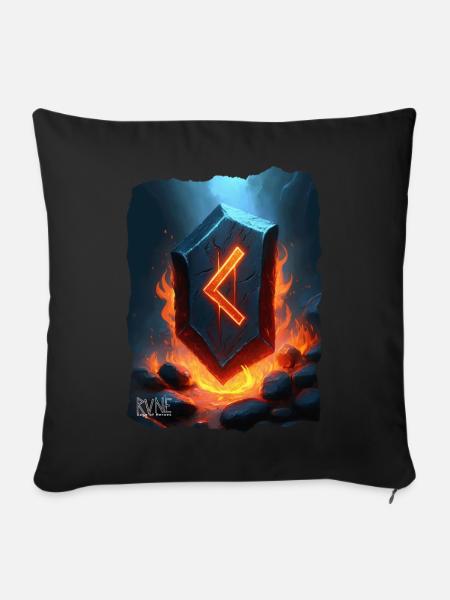 Kenaz Runen Artwork - Sofakissen mit Füllung 45 x 45 cm - Schwarz