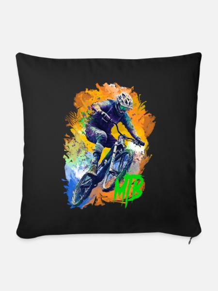 MTB-Fahrrad - Sofakissen mit Füllung 45 x 45 cm - Schwarz