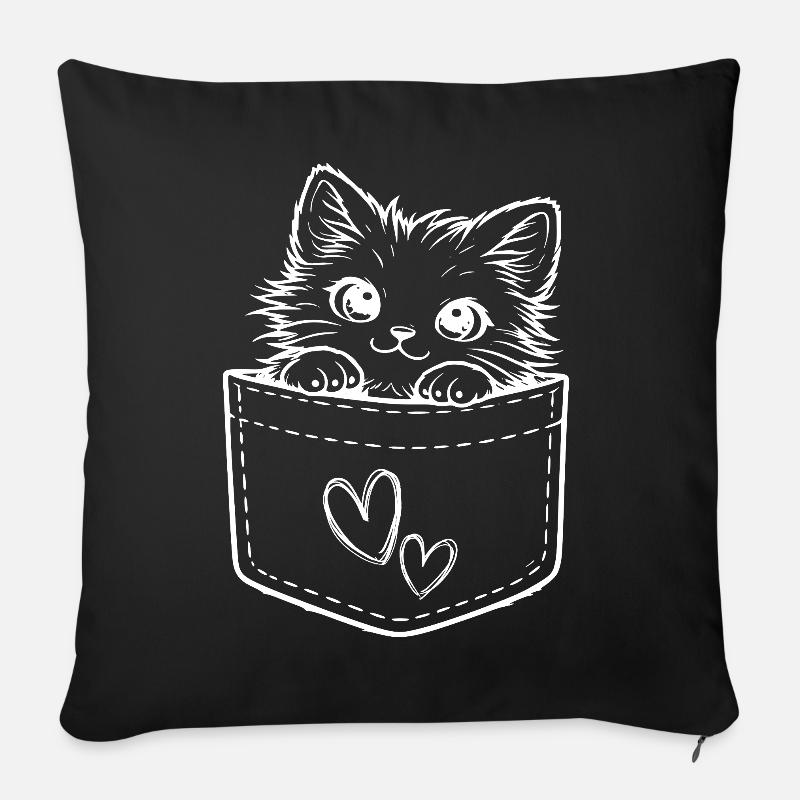 Kätzchen aus der Tasche - Sofakissen mit Füllung 45 x 45 cm - Schwarz