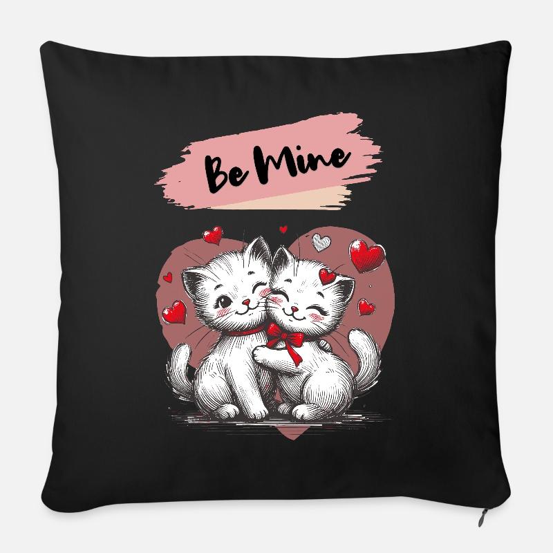 Be Mine Katzenkuscheln mit Herzen - Sofakissen mit Füllung 45 x 45 cm - Schwarz
