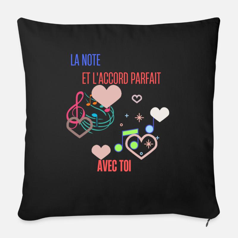 La note et l'accord parfait avec toi - Coussin et housse de 45 x 45 cm - noir