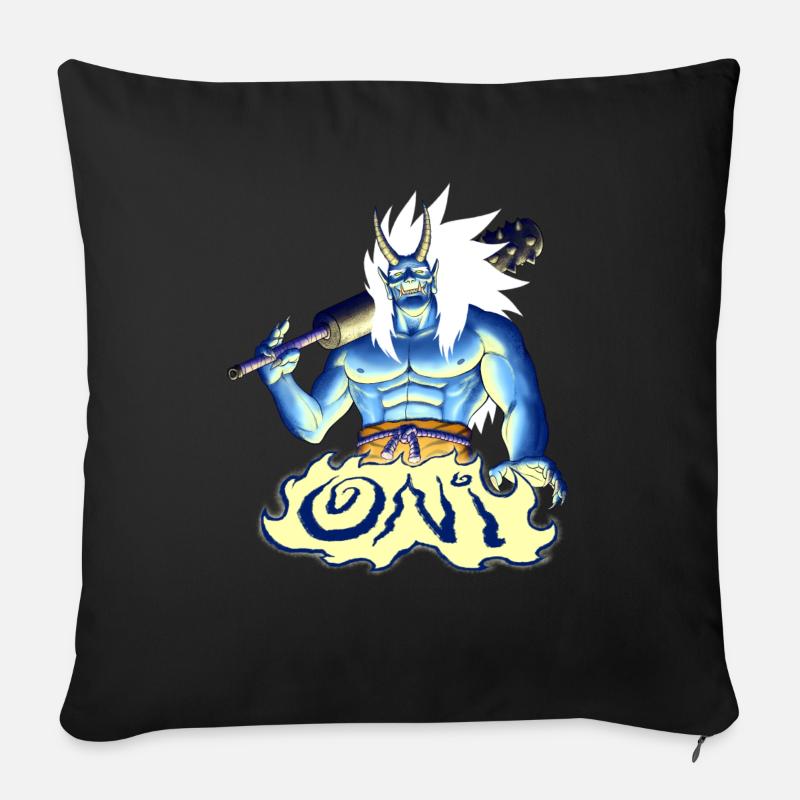 Oni bleu - Coussin et housse de 45 x 45 cm - noir