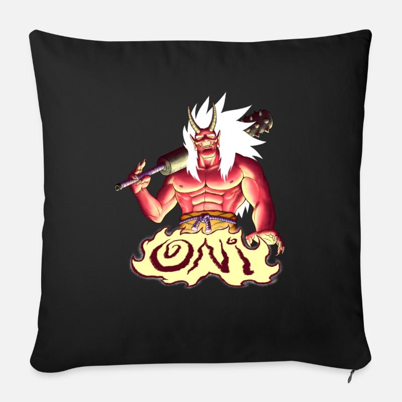 Oni rouge - Coussin et housse de 45 x 45 cm - noir