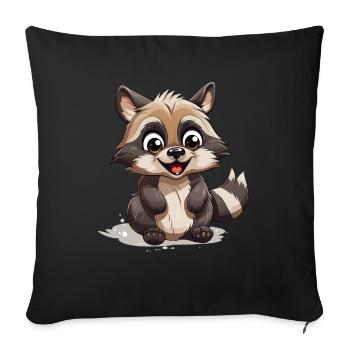 raccoon logo raccoon - Sofa pillow with filling 45cm x 45cm - black - Front
