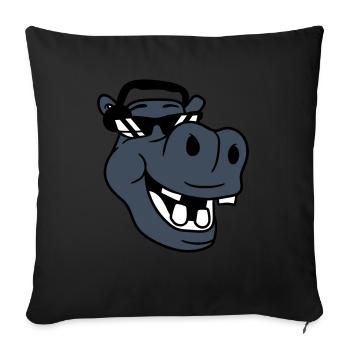 hippopotame rieur comique visage fête musique de club - Coussin et housse de 45 x 45 cm - noir - Devant