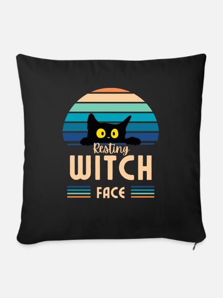 Resting witch face cat - Sofakissen mit Füllung 45 x 45 cm - Schwarz
