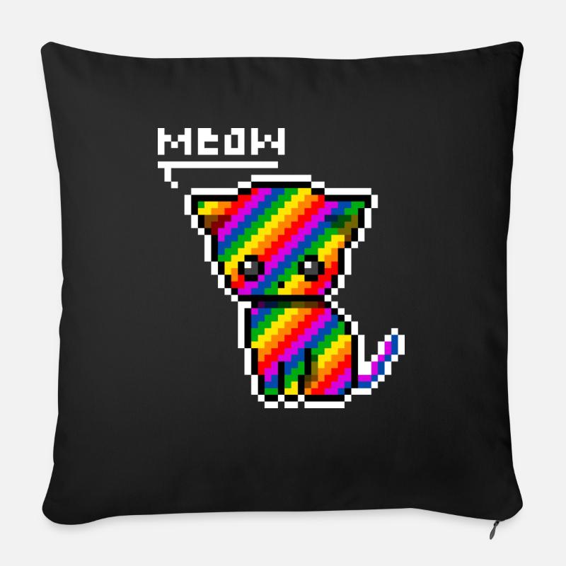 Rainbow Kitten - Sofa pillow with filling 45cm x 45cm - black
