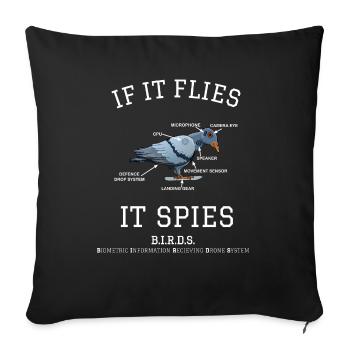 Spying Bird for Dark Shirts - Sofa pillow with filling 45cm x 45cm - black - Front