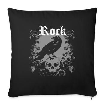 rock with raven and skull design - Sofa pillow with filling 45cm x 45cm - black - Front