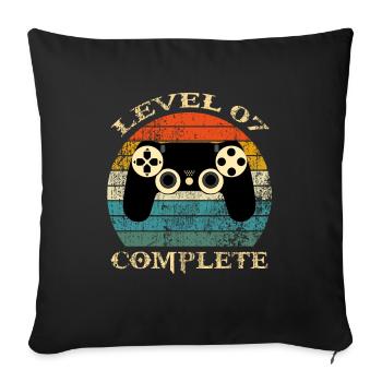 Level 7 complete funny gift/ 7th anniversary gift - Sofa pillow with filling 45cm x 45cm - black - Front