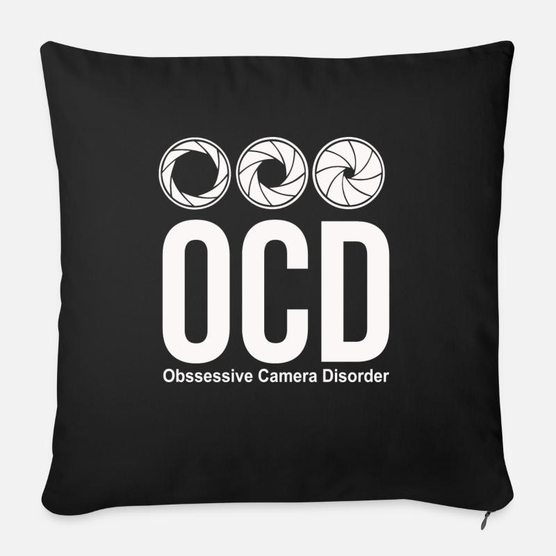 ocd photographer funny - Coussin et housse de 45 x 45 cm - noir
