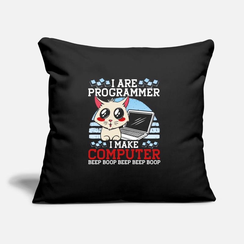 I Are Programmer Funny Cat Coder Computer Kitty Sofa pillow with filling 45cm x 45cm