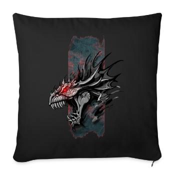Infernos Brüllen: Drache mit roten Augen - Sofakissen mit Füllung 45 x 45 cm - Schwarz - Vorne