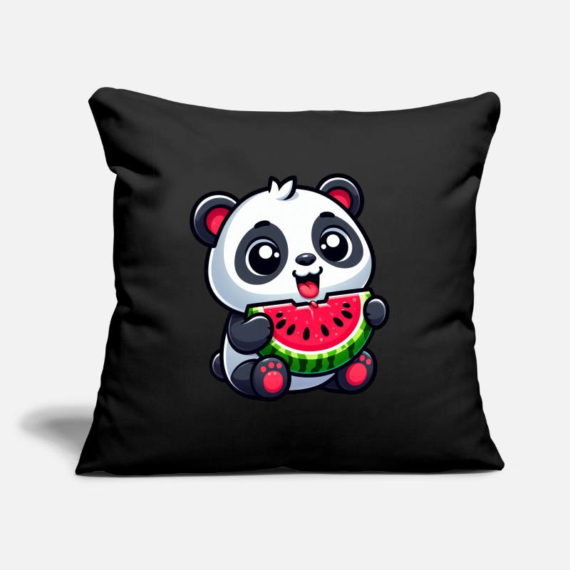 Panda avec pastèque fruité mignon Coussin et housse de 45 x 45 cm
