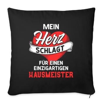 My heart beats for a janitor - Sofa pillow with filling 45cm x 45cm - black - Front