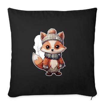 Fuchs im Schnee - Sofakissen mit Füllung 45 x 45 cm - Schwarz - Vorne
