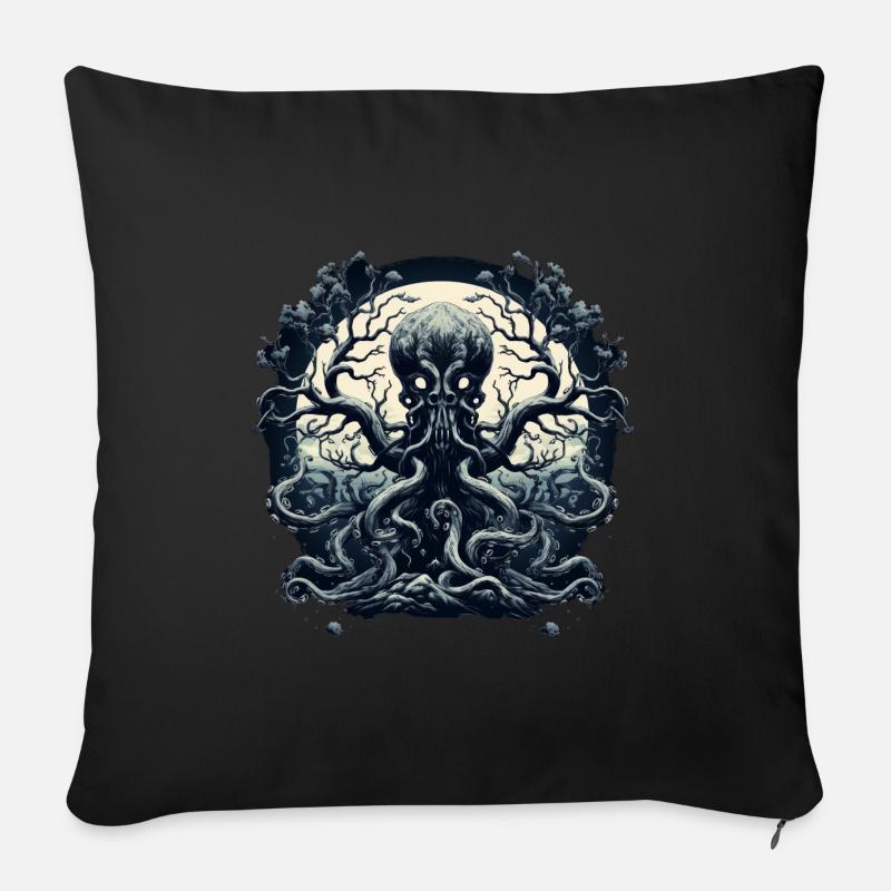 Octopus Tree 1 - Sofa pillow with filling 45cm x 45cm - black