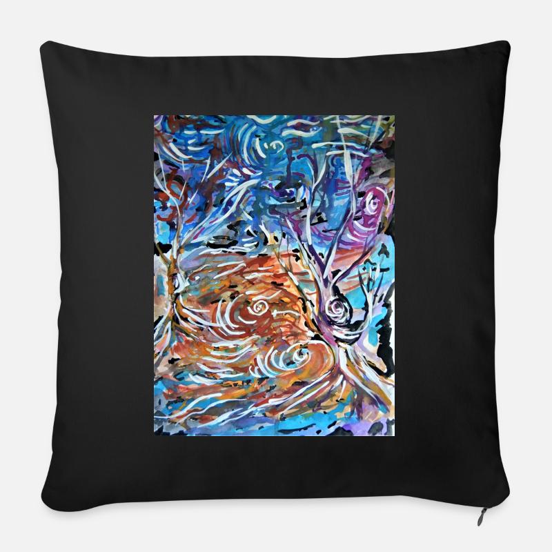 Nature, arbre, arbres, aimer la nature - Coussin et housse de 45 x 45 cm - noir