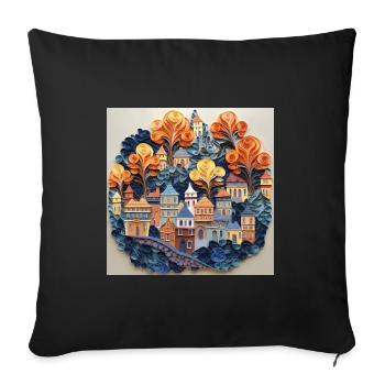 Papier Stadt - Sofakissen mit Füllung 45 x 45 cm - Schwarz - Vorne