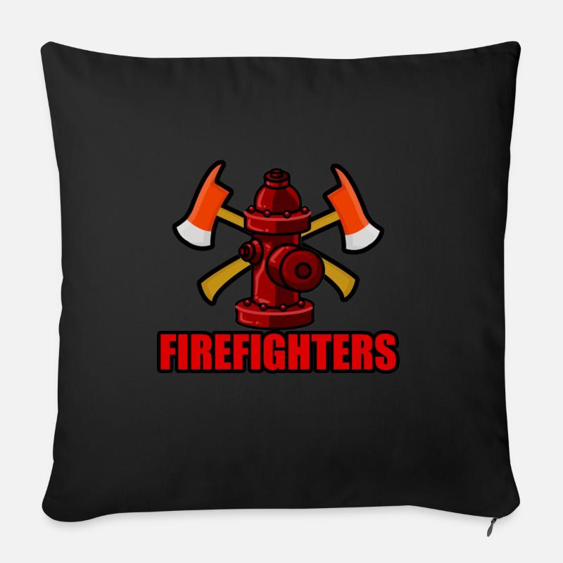 firefighter with ax - Pompier avec hache - Coussin et housse de 45 x 45 cm - noir
