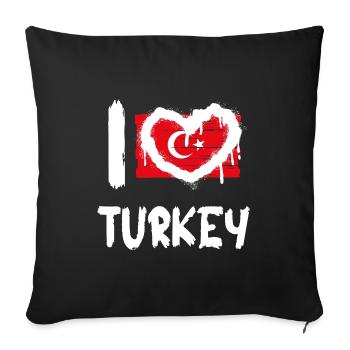 I love Turkey Country Countries - Sofa pillow with filling 45cm x 45cm - black - Front
