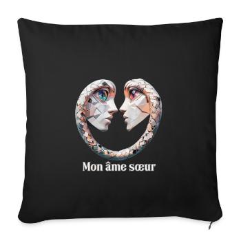 âme sœur - flamme jumelle - Coussin et housse de 45 x 45 cm - noir - Devant