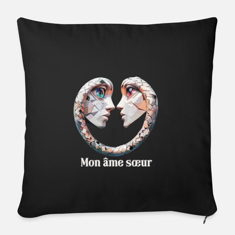 Soulmate - Twin Flame - Sofa pillow with filling 45cm x 45cm - black