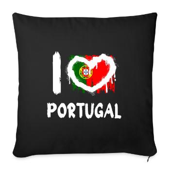 J’aime le Portugal / J’aime le Portugal Pays - Coussin et housse de 45 x 45 cm - noir - Devant