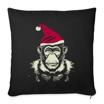 Monkey with Christmas hat, animal, animal motifs - Sofa pillow with filling 45cm x 45cm - black - Front