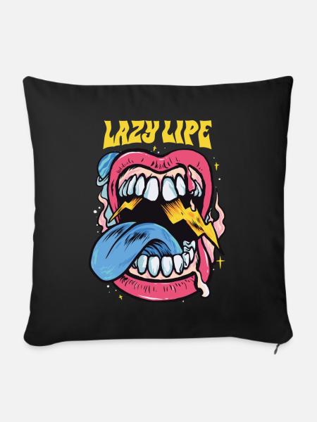 LAZY LIPE - Sofakissen mit Füllung 45 x 45 cm - Schwarz