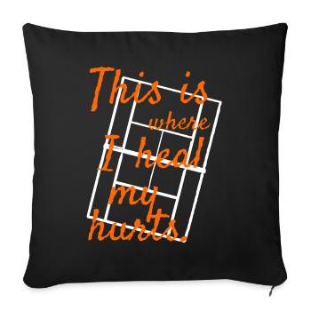 Tennis Heal my hurts on the court - Sofakissen mit Füllung 45 x 45 cm - Schwarz - Vorne