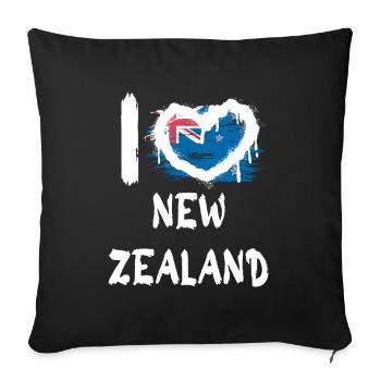 I love New Zealand / Ich Liebe Neuseeland Land - Sofa pillow with filling 45cm x 45cm - black - Front