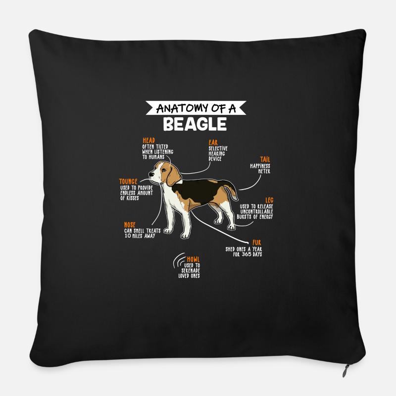 Anatomie des Beagle Fun Hund Hundebesitzer - Sofakissen mit Füllung 45 x 45 cm - Schwarz