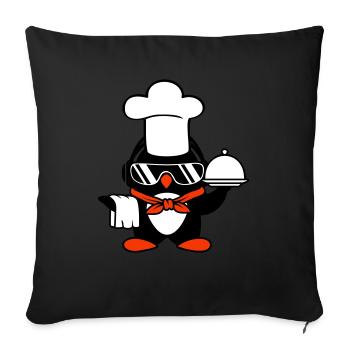 Penguin Chef Chef Chef Hat Cooking Sunglasses - Sofa pillow with filling 45cm x 45cm - black - Front