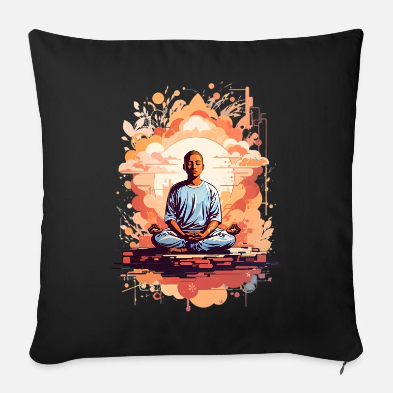 Meditationsübung - Sofakissen mit Füllung 45 x 45 cm - Schwarz