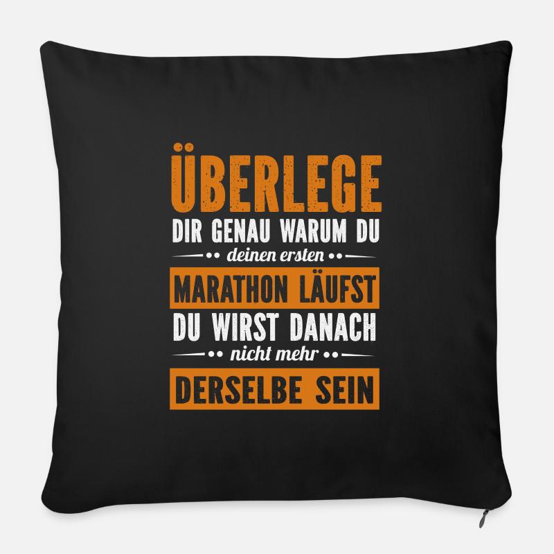 Erster Marathon - Sofakissen mit Füllung 45 x 45 cm - Schwarz