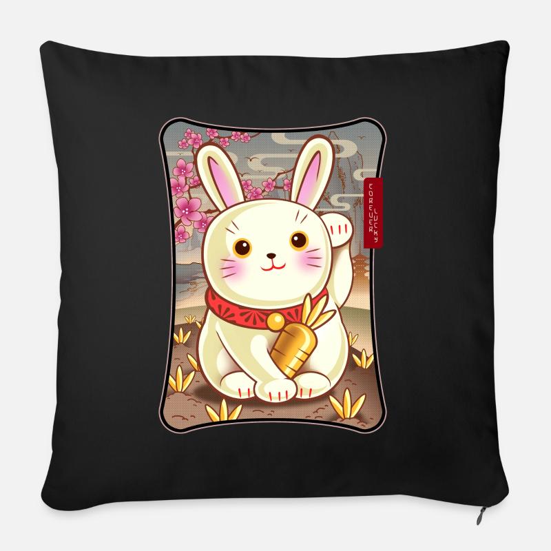 Lapin chanceux pour toujours - Coussin et housse de 45 x 45 cm - noir