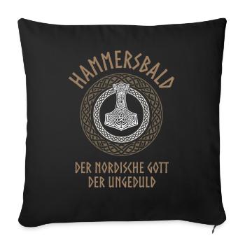 Hammersbald - Funny Gott der Ungeduld - Wikinger - Sofakissen mit Füllung 45 x 45 cm - Schwarz - Vorne